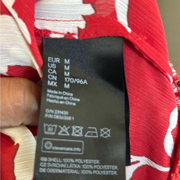 Johanna Ortiz x H&M Red Floral Maxi Dress Boho Tiered Tie-Neck Long Sleeve - Picture 7 of 9